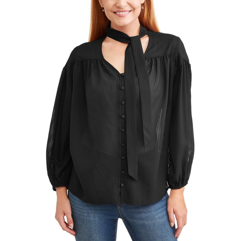 Time and Tru Women Relaxed Fit Tie Front Blouse Size   XXL 20 XXXL 22 NWT